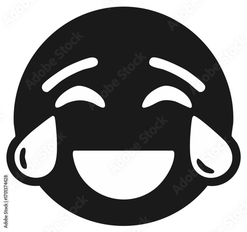 Happy crying laughing face icon symbolizing joy and amusement Emoticon vector graphic design element