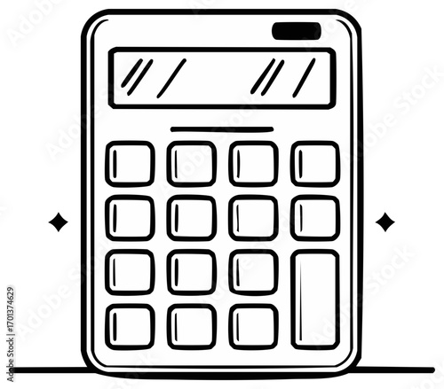 Black And White Line Art Calculator Icon For Math Finance And Education