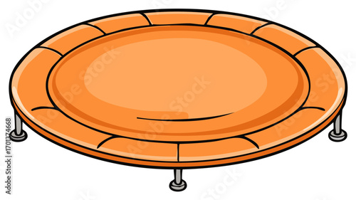 Round orange mini trampoline for exercise and fun cartoon illustration
