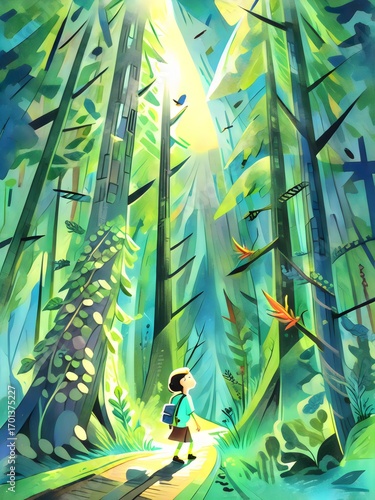 Hiker in a Forest
