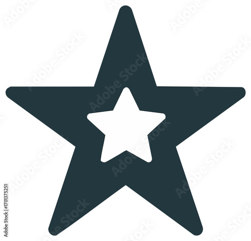 Geometric Five-Pointed Star with Inner Star Shape Cutout