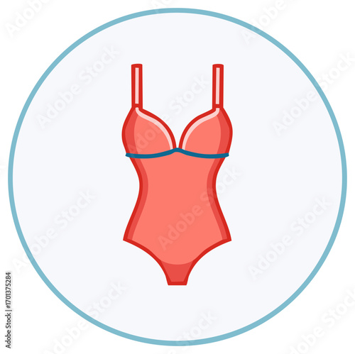 Coral One Piece Swimsuit Illustration Isolated Summer Beach Vacation Apparel