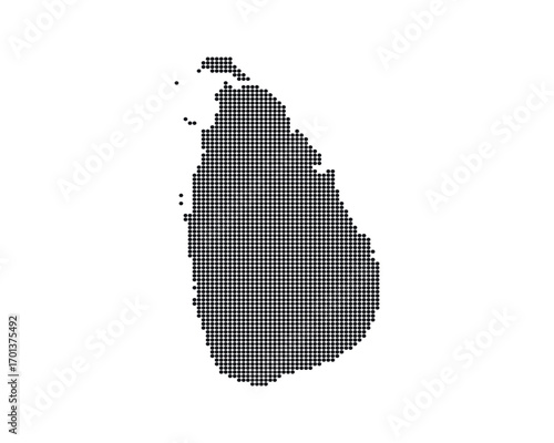Sri Lanka Map Pixelated Gray Outline