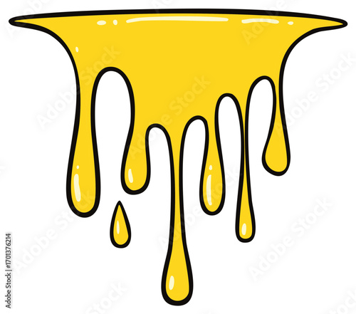 Bright Yellow Dripping Substance with Black Outline