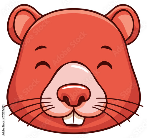 Cute cartoon gopher head with a happy smiling expression and buck teeth