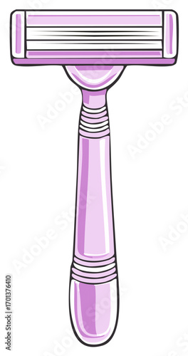 Pink disposable safety razor for women's grooming cartoon vector illustration