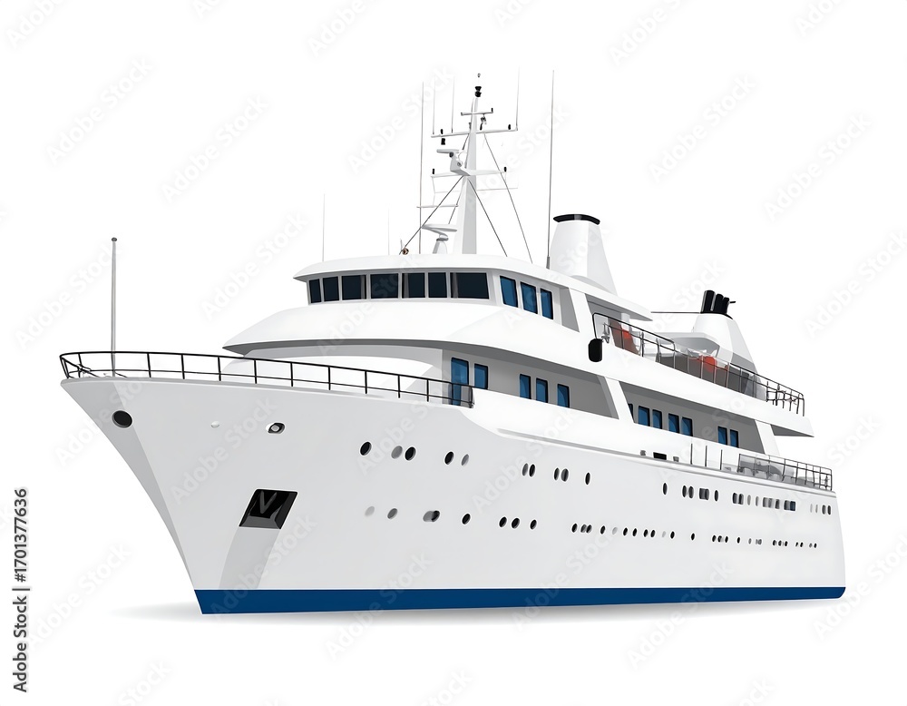 Fototapeta premium White luxury yacht on white background