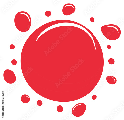 Red Abstract Globe with Water Droplets Illustration with highlights, vector graphic