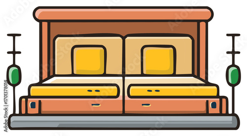 Cartoon open vehicle trunk filled with luggage and travel items