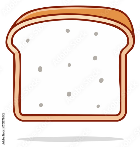 Toasted White Bread Slice with Air Pockets Cartoon Style for Breakfast or Sandwich Preparation