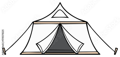 Hand-drawn camping tent illustration, isolated design for outdoor adventures, travel.