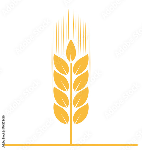 Stylized wheat ear illustration in a simple design with a stem and leaves