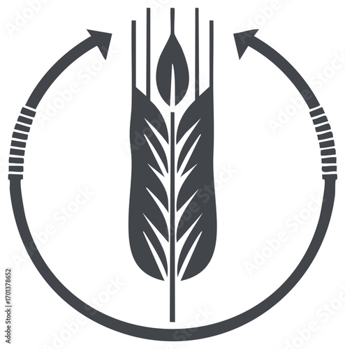 Symbol of wheat stalk with circular arrows indicating cycle or process
