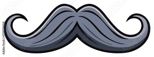 Elegant dapper gentleman gray handlebar mustache vector illustration icon