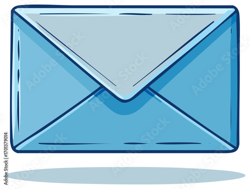 Charming Illustrated Blue Envelope, Communication Message, Letter Delivery, and Postal Correspondence