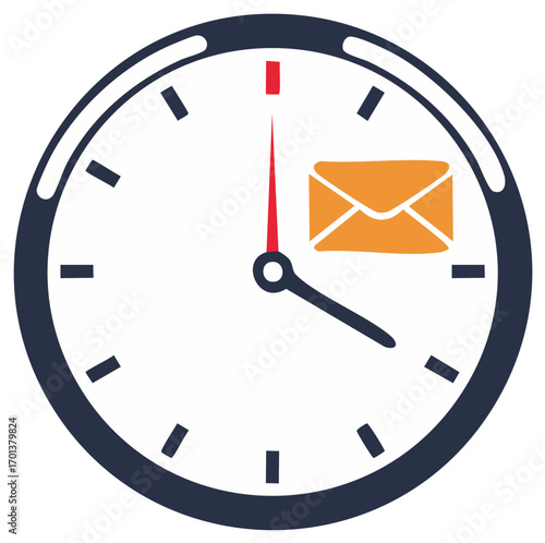 Clock with envelope icon illustrating timely email delivery and efficient message management