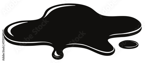 Graphic black spill of crude oil ink or other viscous liquid illustration