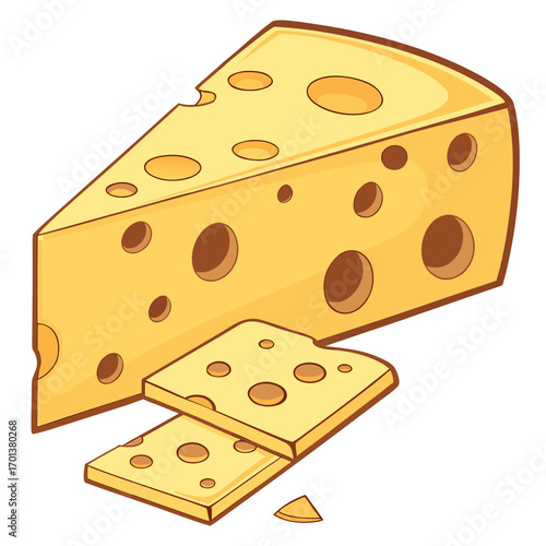 Tasty Wedge of Swiss Cheese with Slices