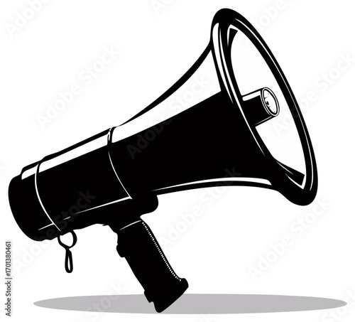 Black and White Megaphone Illustration Announcement Concept