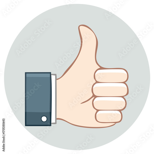 Positive Hand Gesture Thumbs Up Icon in Flat Design Style