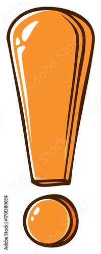 Orange exclamation mark illustration, bright and bold, isolated