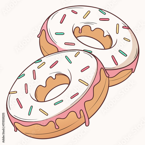 Two Delicious Donuts with Pink Frosting and Sprinkles