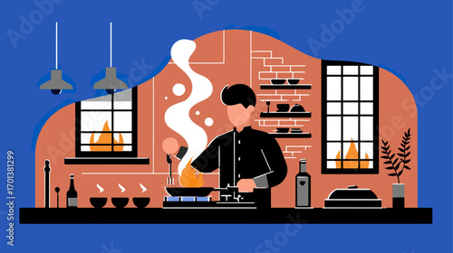 Chef cooking in a kitchen