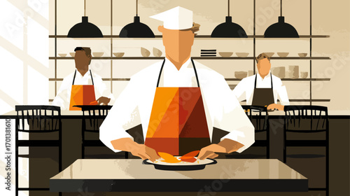 Chef preparing food in kitchen