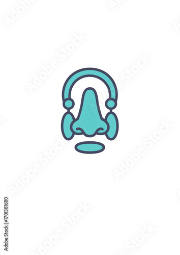 Abstract Face: A simple, yet captivating illustration of an abstract face, featuring a prominent nose and circular ear piercing details in a clean and modern aesthetic. 