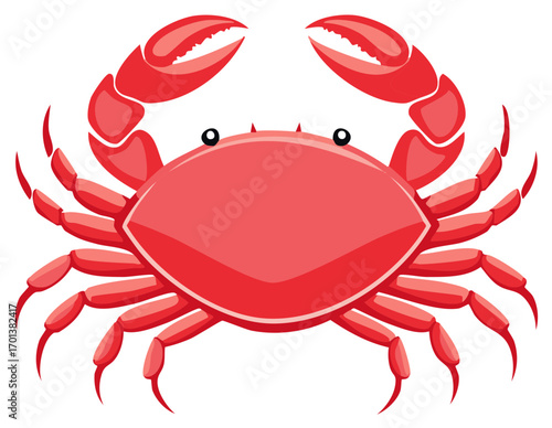 Stylized Bright Red Crab Marine Creature Isolated Vector Illustration for Ocean Themes