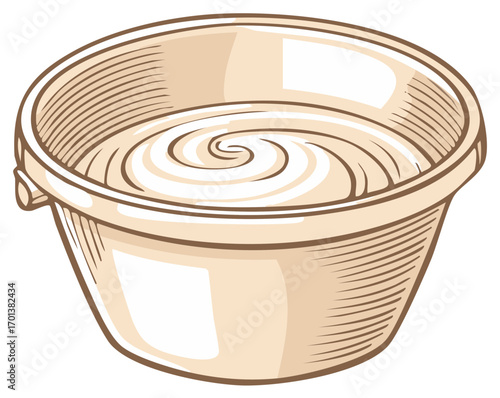 Bowl of creamy dip: Vector illustration of a food container filled with smooth sauce