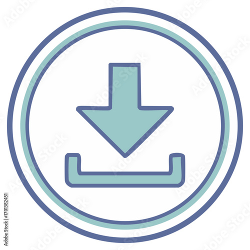 Download icon with arrow and circle design in teal and blue colors for digital assets.