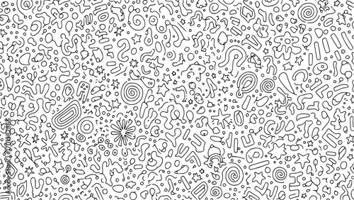 Abstract doodle pattern with various shapes and lines