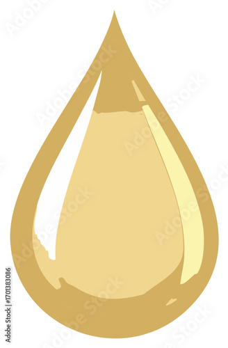 Liquid gold drop symbol oil honey serum lubrication natural organic golden glossy water element design