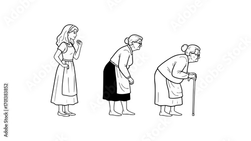 Illustration showing three women at different life stages