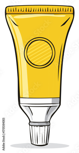 Bright Yellow Tube Illustration for Ointments, Cosmetics, and Healthcare Products for Sensitive Skin