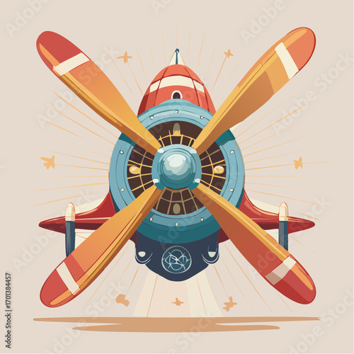 Vector Nostalgic Airplane Propeller Fly A Vintage Design for Flying Enthusiasts and Aviation Art Collectors