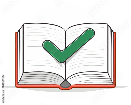 Correct Answer and Education Concept with Check Mark on Open Book