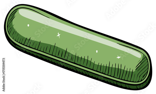 Green pickle with a glossy finish and sketch style details