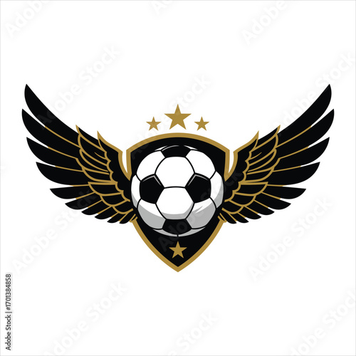 Soccer Ball Winged Emblem Logo
