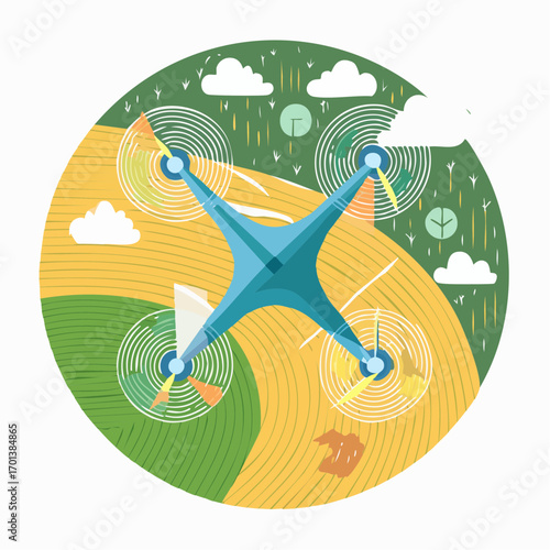 Advanced aerial drone technology providing a comprehensive overview of agricultural fields, aiding in modern farming practices for crop health and land management efficiency