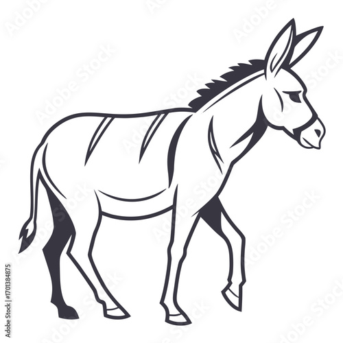 Drawing of a Donkey Walking Quietly