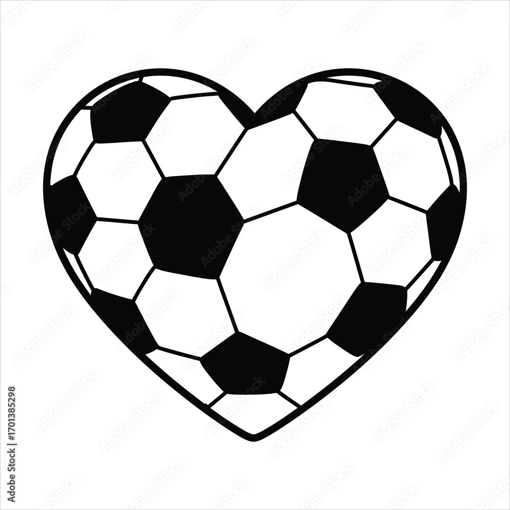 Fototapeta premium Soccer Ball Pattern Heart Shape Illustration