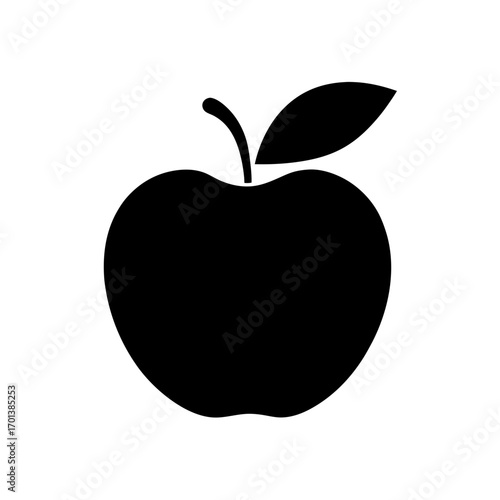 Apple with Leaf Icon Vector Flat and Clean Look