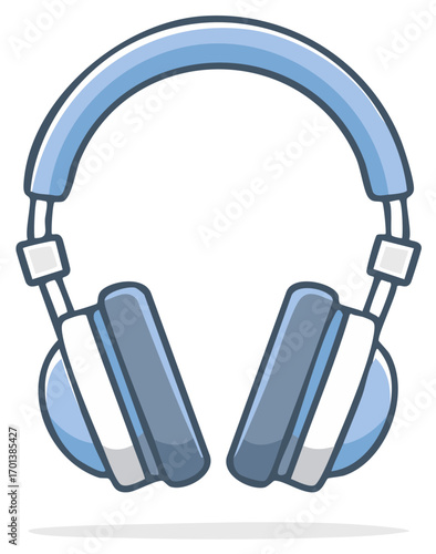 Cute Light Blue Over-Ear Headphones Vector Illustration for Music and Audio
