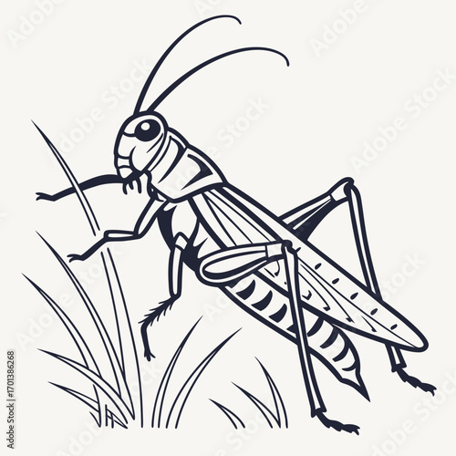 Grasshopper Illustration Vector Art of Insect on Grass
