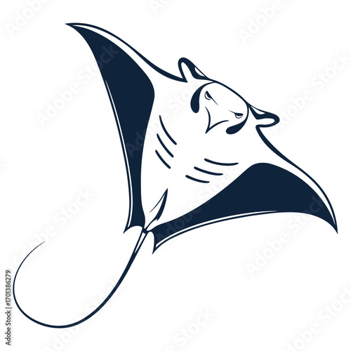 Elegant Manta Ray Illustration with Smooth Lines