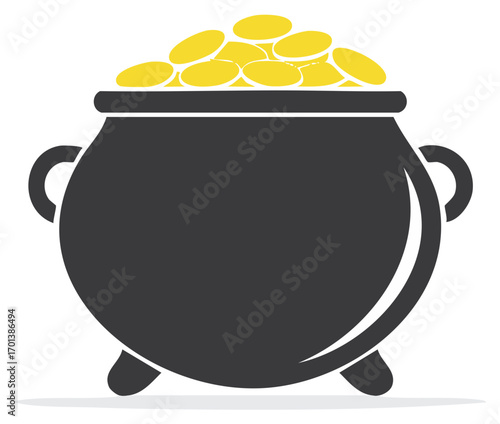 Pot of Gold Coins Illustration Wealth Finance Treasure Saint Patricks Day