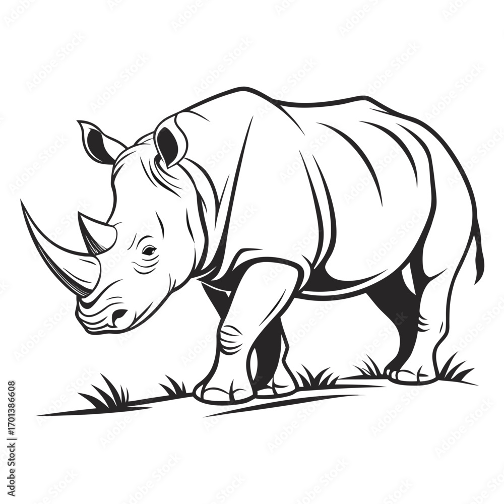 Fototapeta premium Rhino Line Art Majestic Wildlife Illustration