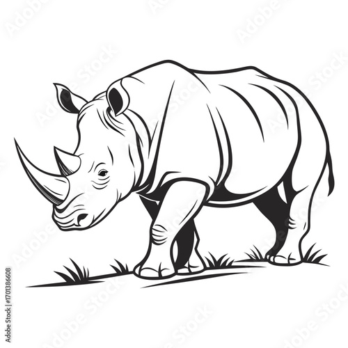 Rhino Line Art Majestic Wildlife Illustration